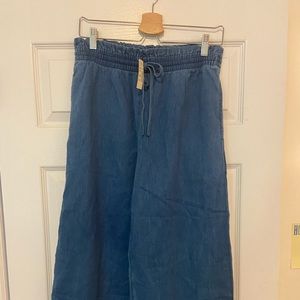 Madewell Indigo Smocked Huston Pull-On Crop Pants